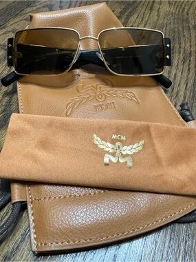 MCM Gold Frame Sunglasses with Brown Lenses